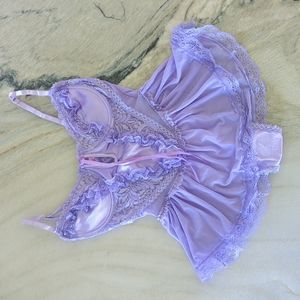 Sugar Thrillz Spoiled But Not Rotten Lace Teddy, S, Purple